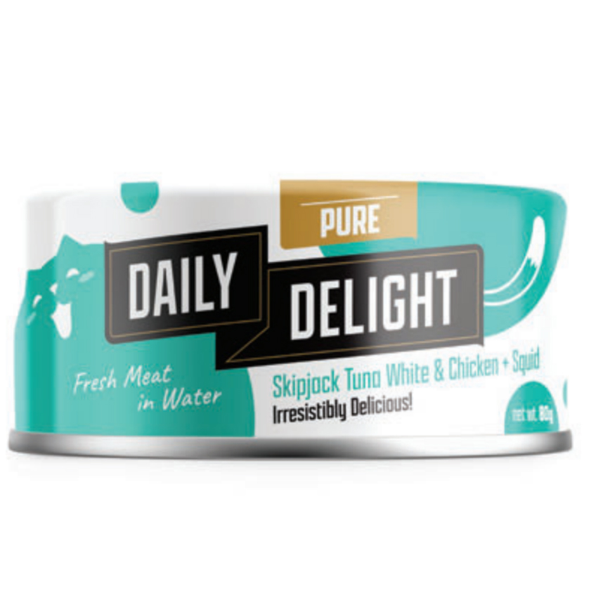 Daily Delight Pure肉絲系列 貓罐頭 魷魚+白鰹吞拿魚+雞肉 80g (DD46) 圖 1