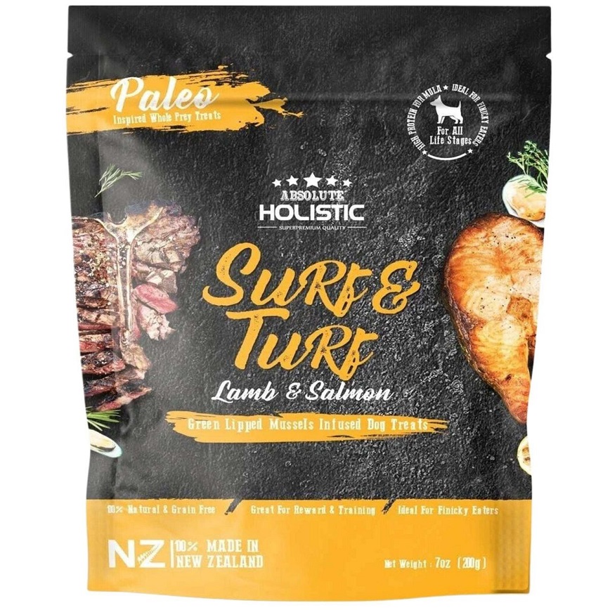 Absolute Holistic 無穀主食狗糧 風乾鮮食肉片 羊肉+三文魚 200g (AD-9445)