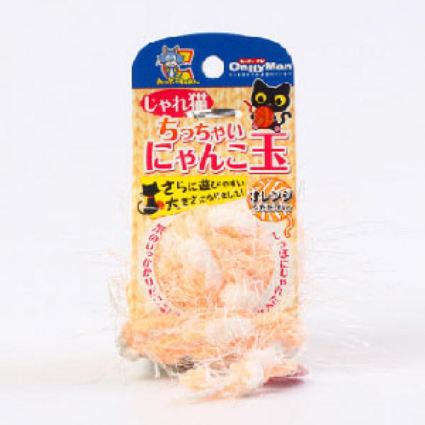 DoggyMan 貓貓最愛木天蓼鈴鐺毛線編織逗貓球 (桔黃)