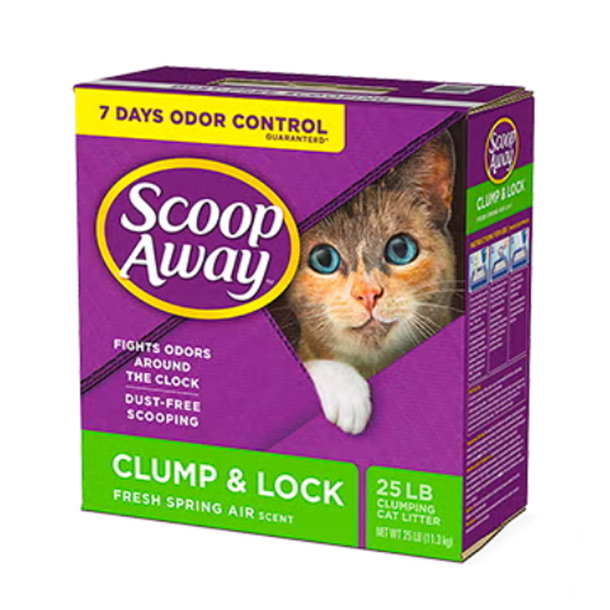 美國Scoop Away Clump & Lock 銀鑽 超凝結貓砂 清新香味 礦物貓砂 14lbs (綠帶)