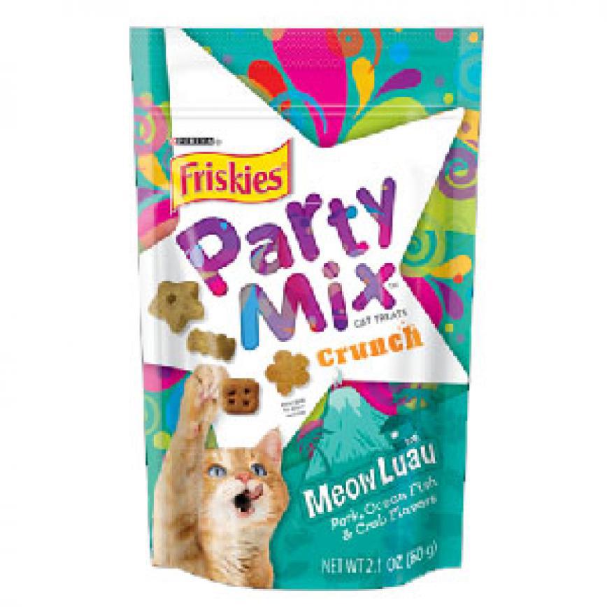 Friskies喜躍 Party Mix 貓脆餅 Meow Luau Crunch 海鮮+豚肉 2.1oz (藍綠) (停售)