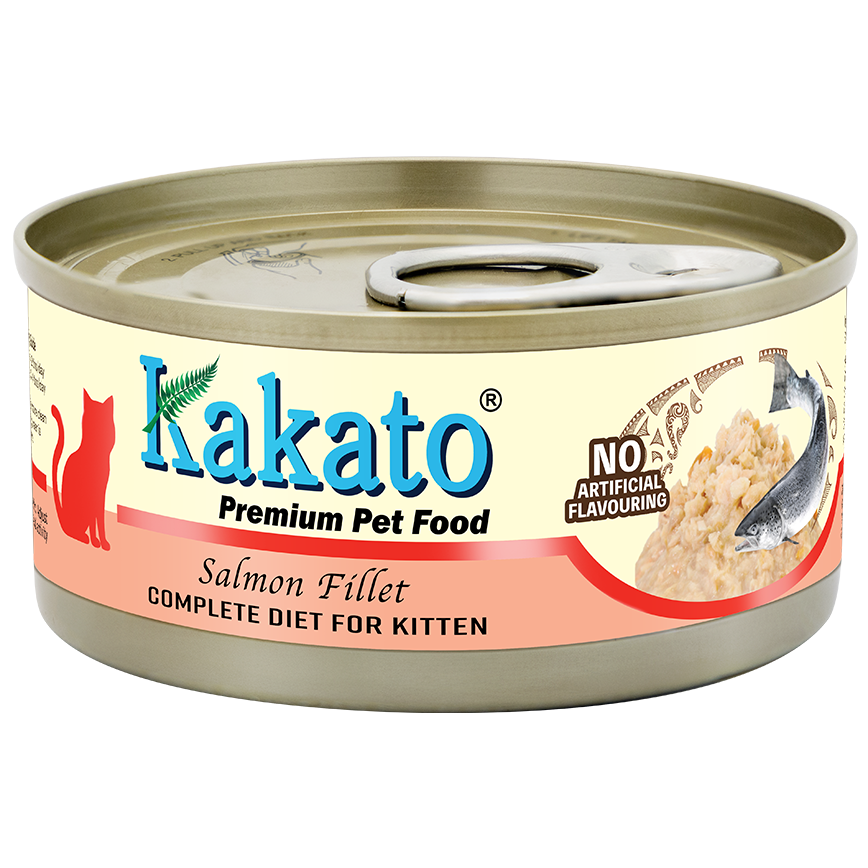 Kakato 貓罐頭 全營養單一蛋白主食罐 幼貓1–12個月及增重配方 三文魚 70g (TD0784EIN)