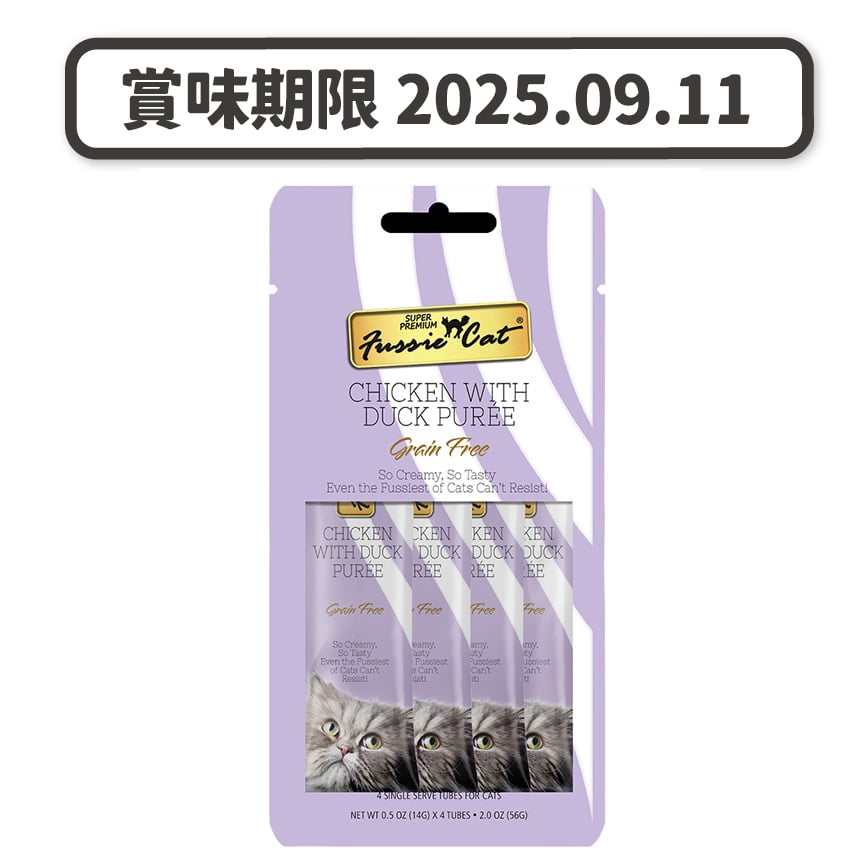 Fussie Cat 貓零食 天然肉醬小食 雞⾁+美⽑鴨⾁醬 2oz (FUP-CD) (賞味期限 2025.09.11) 圖 1