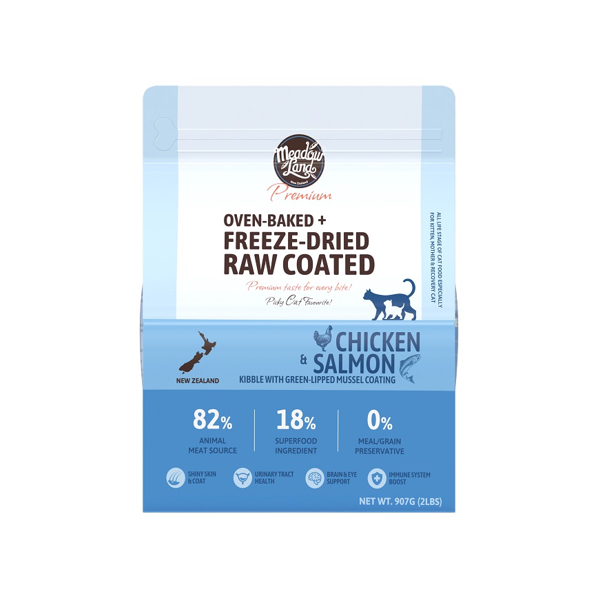 Meadowland 貓糧 全貓糧 臻至系列 烘焙雞肉 + 三文魚及青口塗層配方 907g (MLOB003)