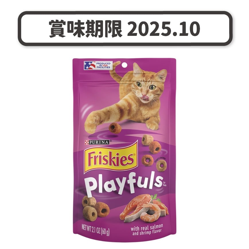 Friskies喜躍 Playfuls 貓零食 貓脆餅 三文魚+蝦 2.1oz (12534203) (賞味期限 2025.10) 圖 1