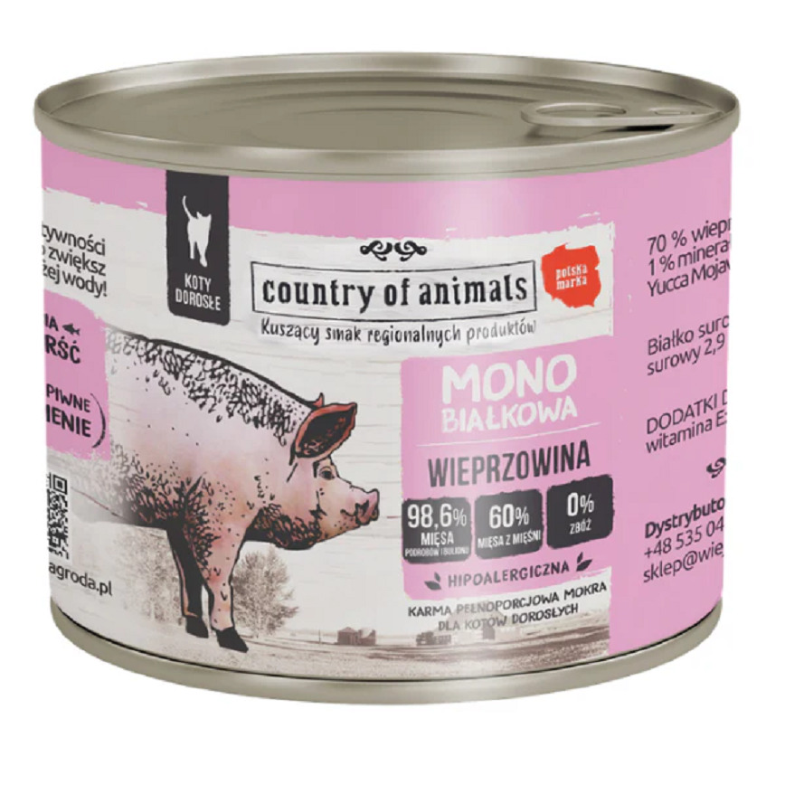 Country of animals 貓罐頭 單一蛋白罐 豬肉 200g (94375)