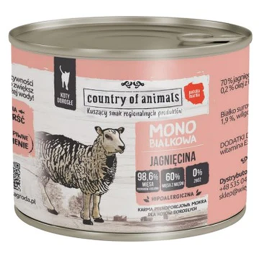 Country of animals 貓罐頭 單一蛋白罐 羊肉 200g (94306) 圖 1