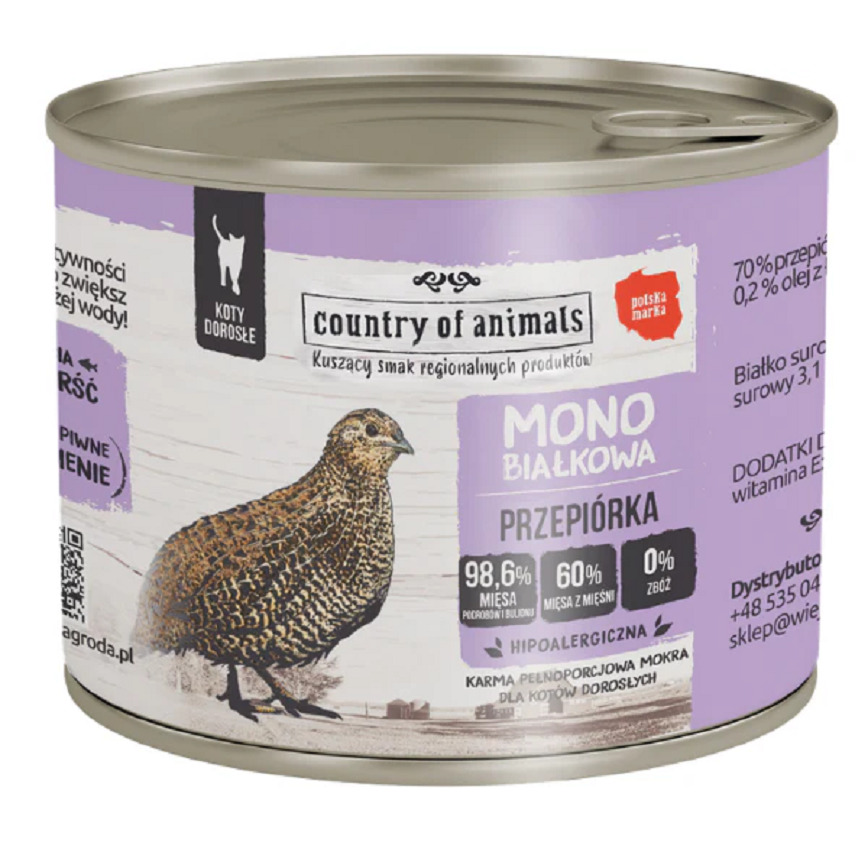 Country of animals 貓罐頭 單一蛋白罐 鵪鶉 200g (94351)