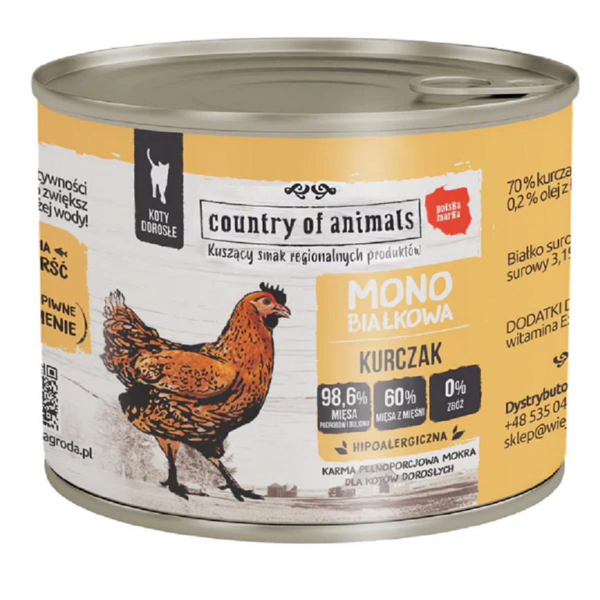 Country of animals 貓罐頭 單一蛋白罐 雞肉 200g (94344)