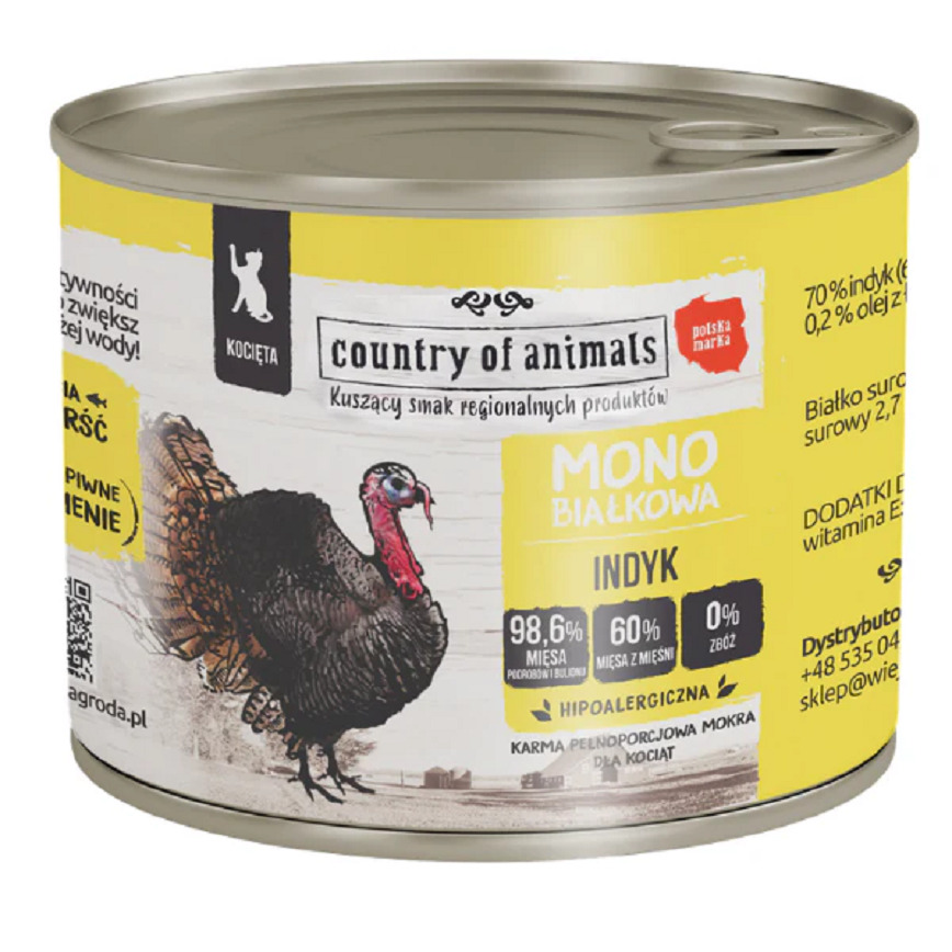 Country of animals 貓罐頭 單一蛋白罐 火雞 200g (94320) 圖 1