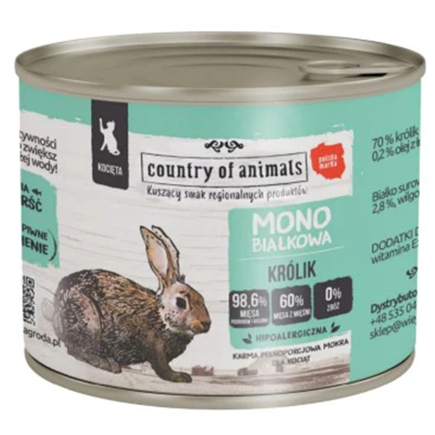 Country of animals 貓罐頭 單一蛋白罐 兔肉 200g (94313)