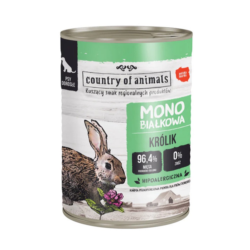 Country of animals 狗罐頭 單一蛋白罐 兔肉 400g (92081) 圖 1