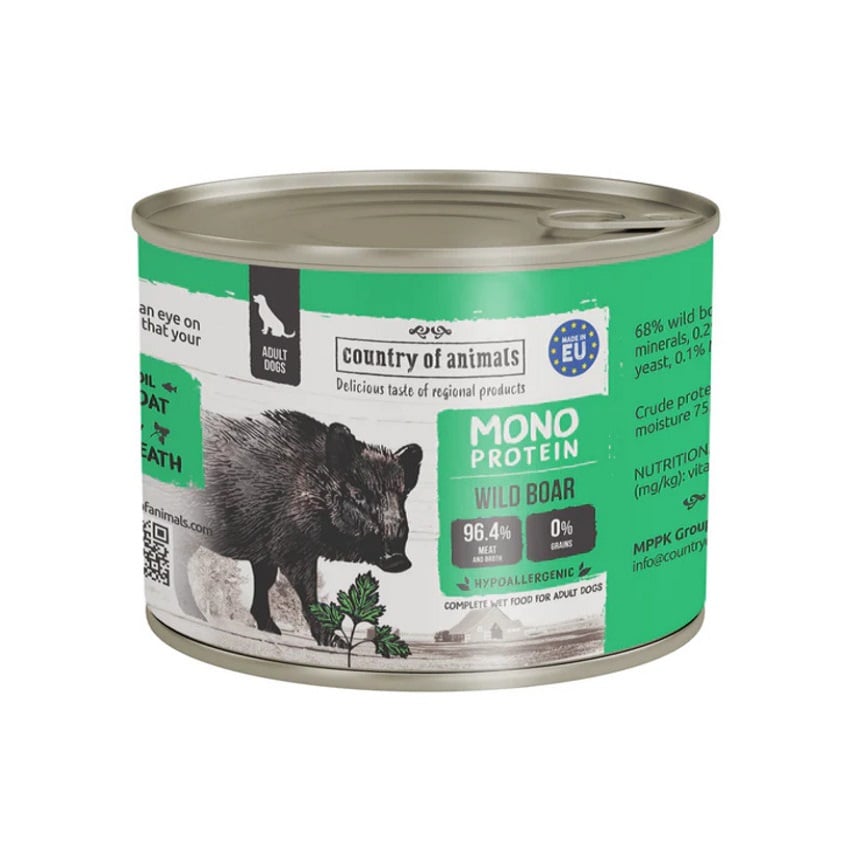 Country of animals 狗罐頭 單一蛋白罐 野豬 200g (94443)