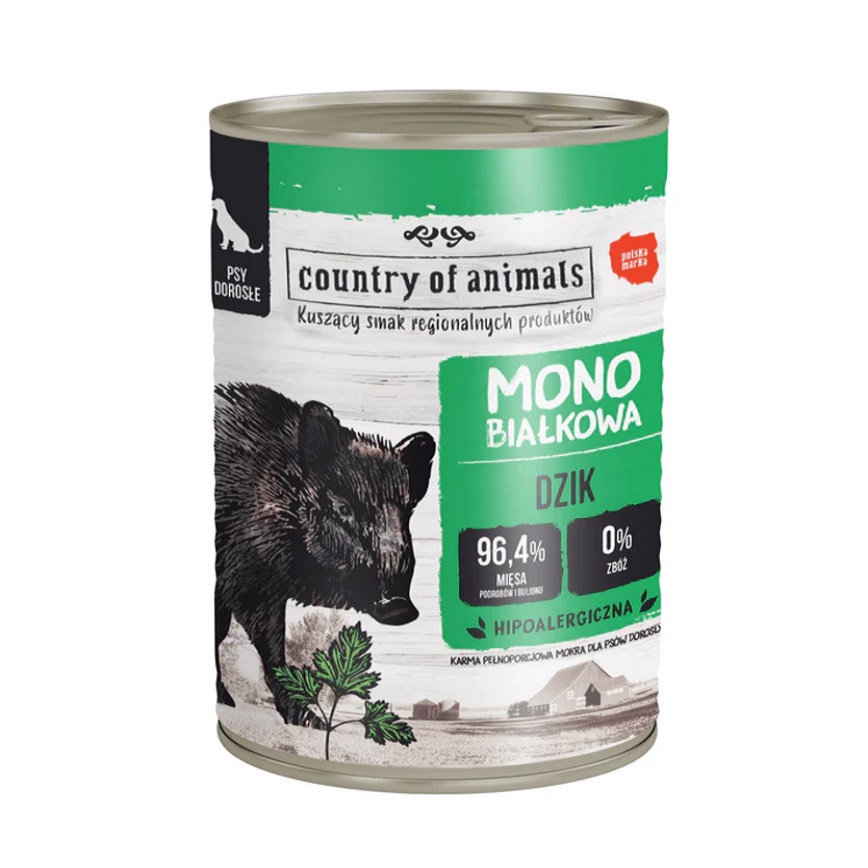 Country of animals 狗罐頭 單一蛋白罐 野豬 400g (92128)