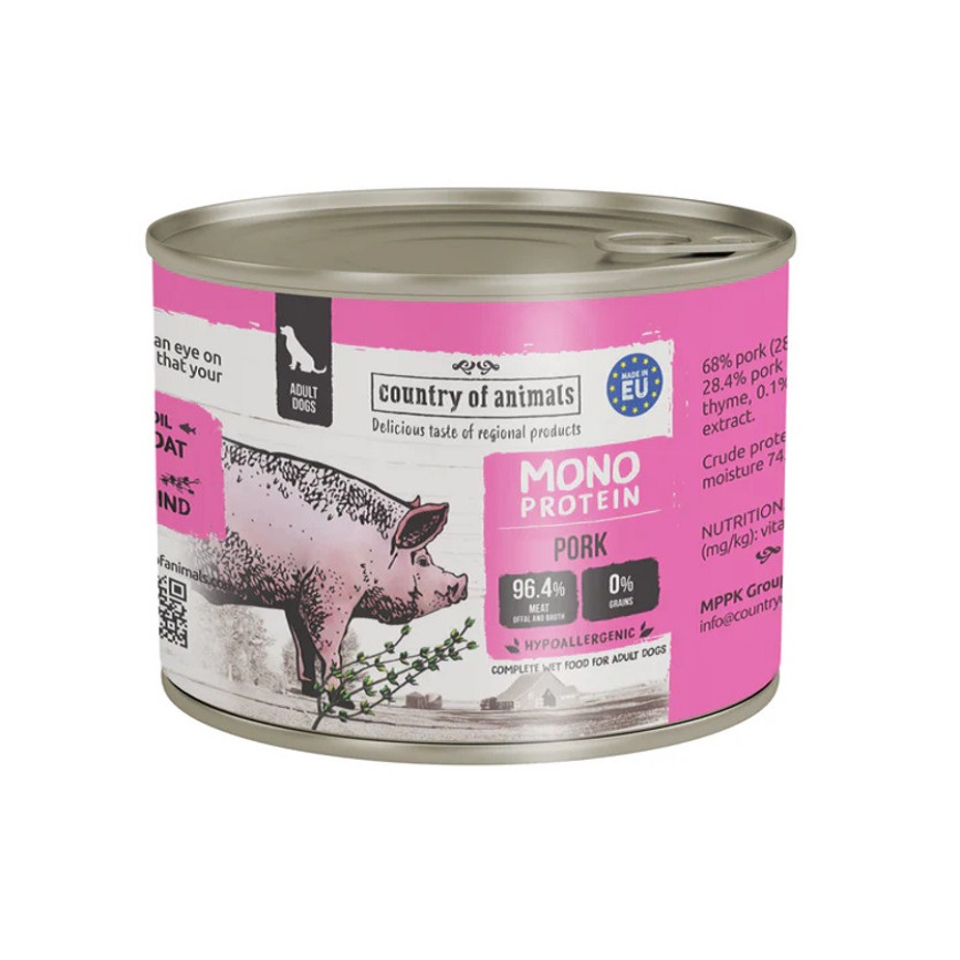 Country of animals 狗罐頭 單一蛋白罐 豬肉 200g (94382)