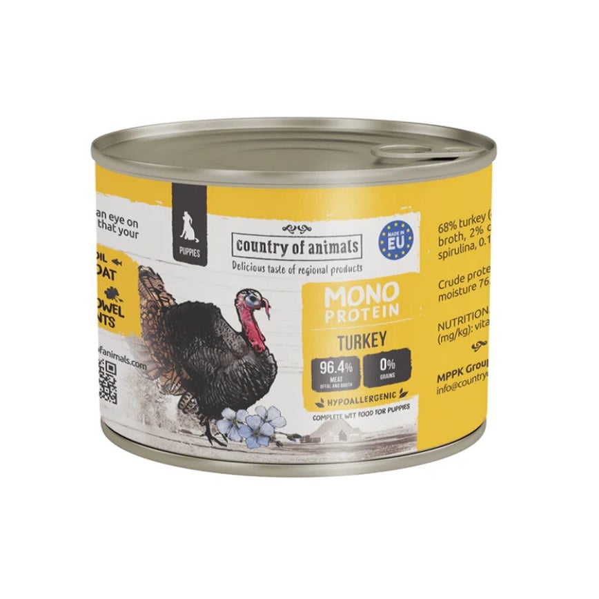 Country of animals 狗罐頭 幼犬罐頭 單一蛋白罐 火雞 200g (94412)