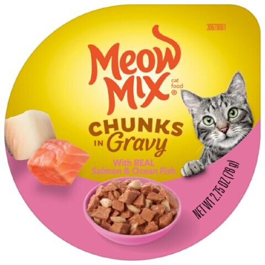Meow Mix 杯装濕糧 角切肉汁 三文魚+海洋魚 78g (MM-20)
