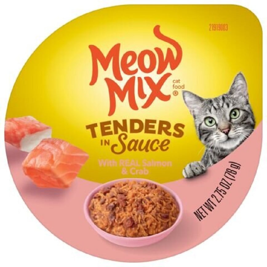 Meow Mix 杯装濕糧 肉塊醬汁 三文魚+蟹 78g (MM-98)