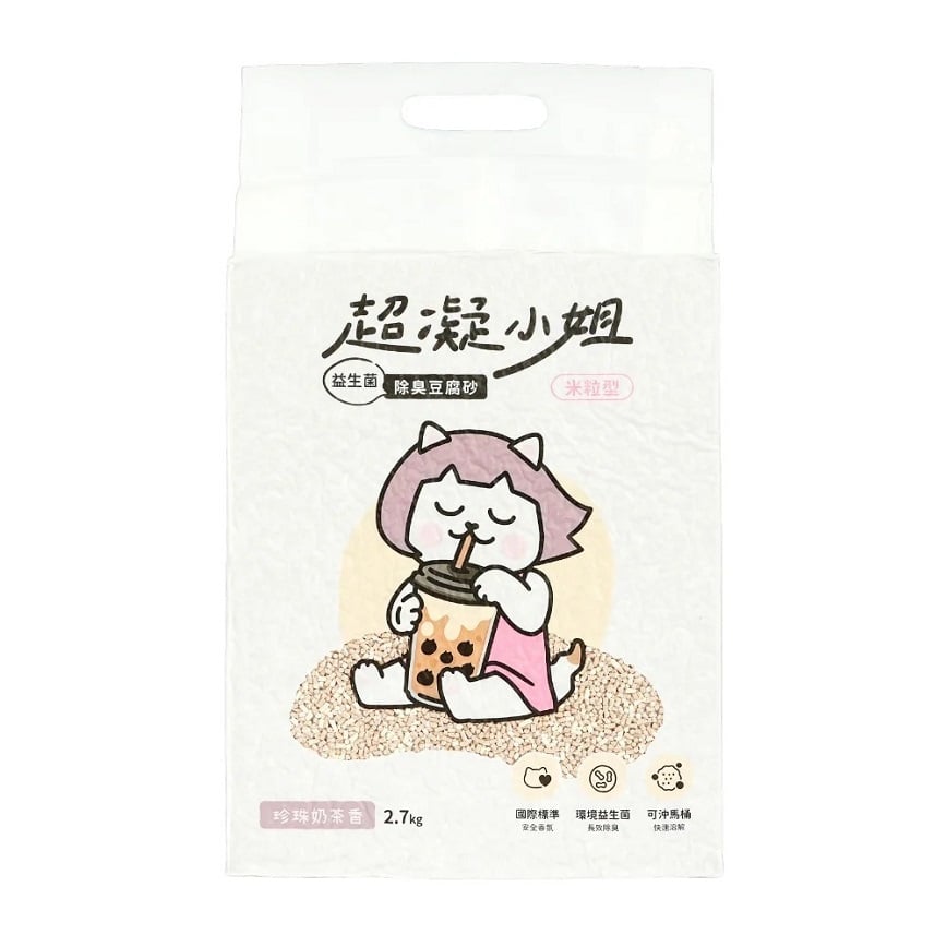 超凝小姐 益生菌除臭豆腐砂 米粒型 珍珠奶茶香 7L