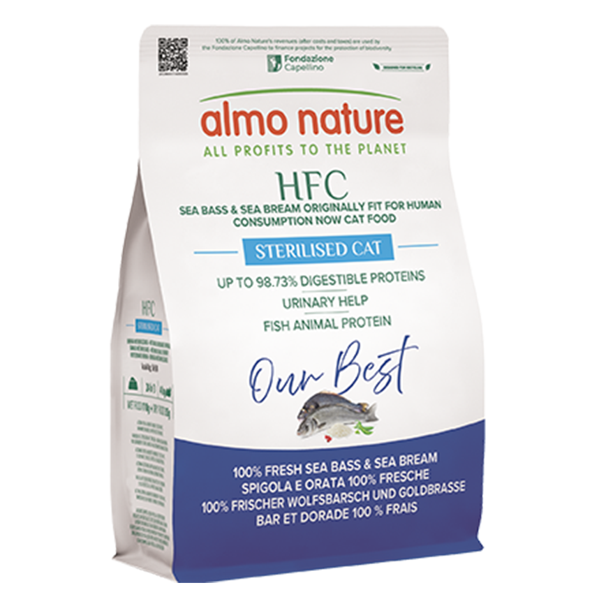 Almo Nature HFC 成貓或絕育貓糧 新鮮鱸魚鯛魚 1.2kg (9144)