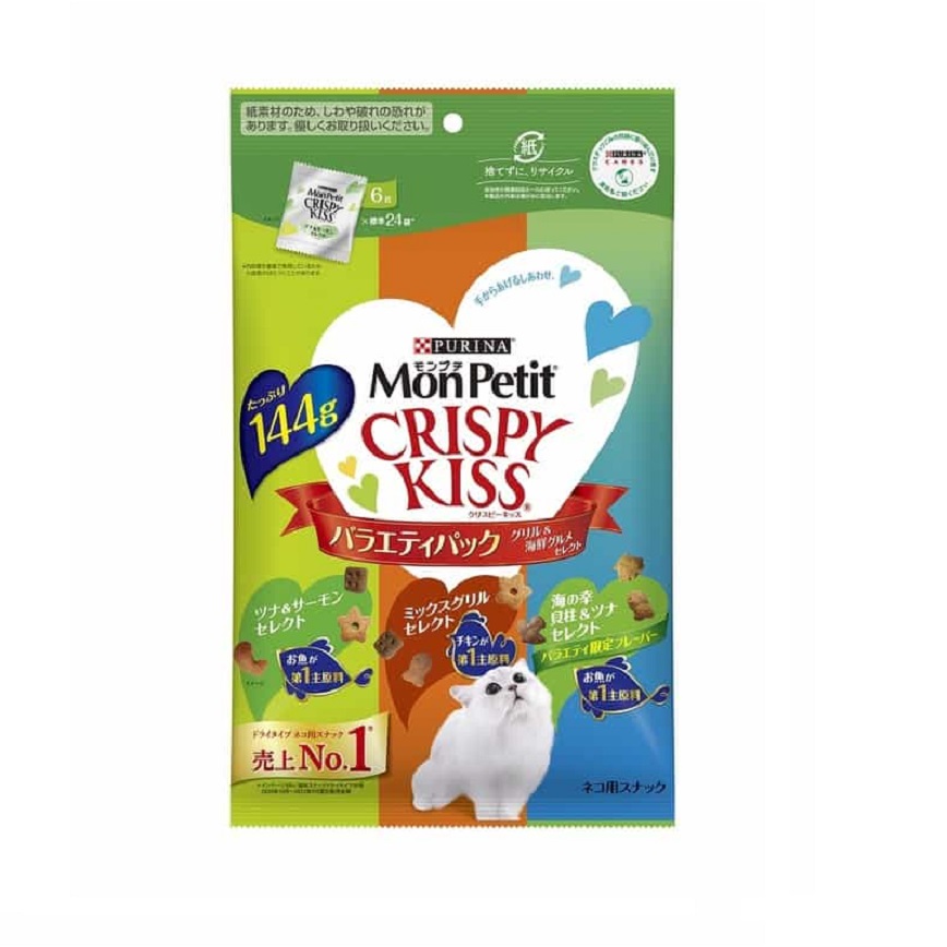 日本MonPetit Crispy Kiss 貓零食 貓脆餅 燒烤海鮮雜錦味 144g