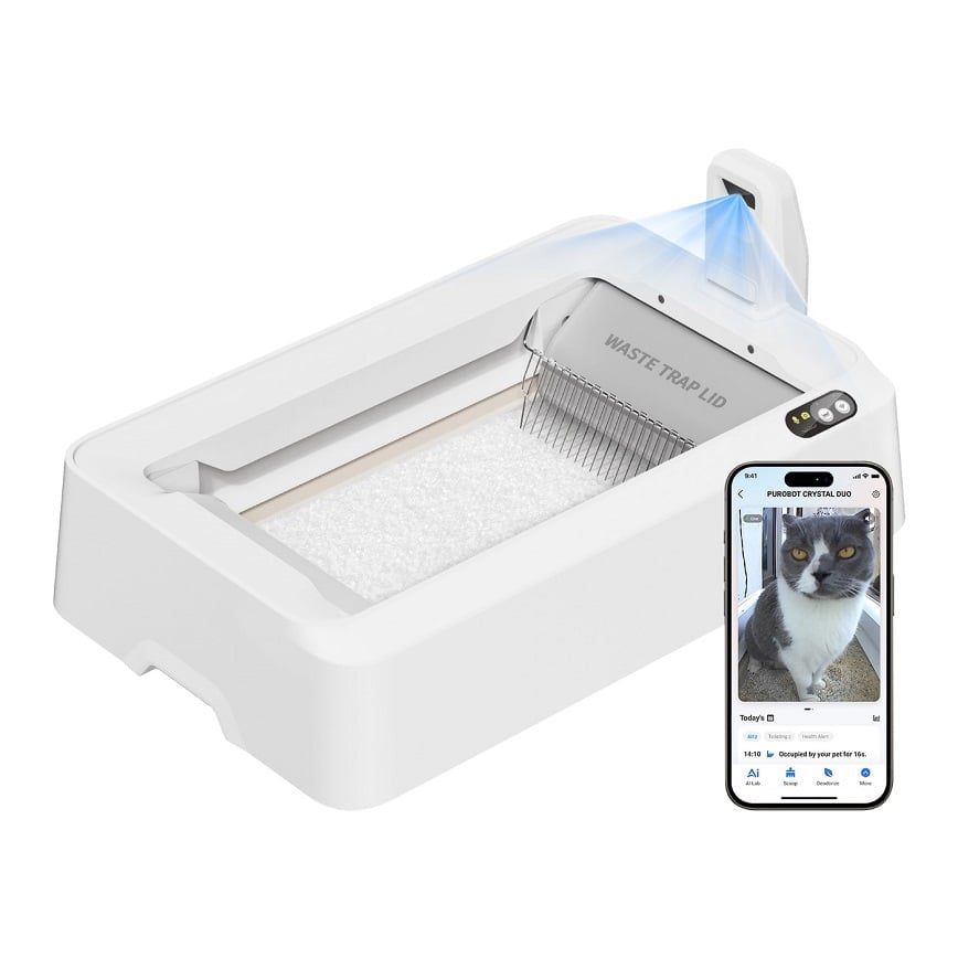 PETKIT PUROBOT CRYSTAL DUO AI智能鏡頭全自動雙翼貓廁所 白色 (pkt7a)