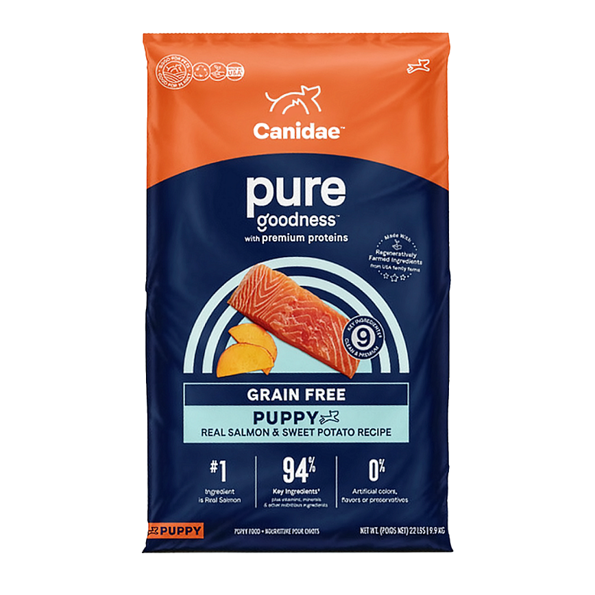 CANIDAE 咖比 狗糧 PURE 無穀物幼犬配方 三文魚&甜薯 22lb (16L22)