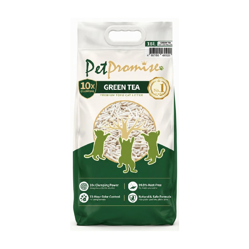 Pet Promise毛孩承諾 3.0+2.0mm粗幼混合 天然玉米豆腐貓砂 綠茶味 國際版 18L - 原裝行貨