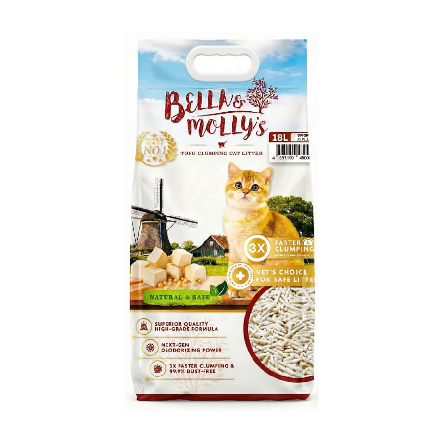 Bella & Molly's貝莉 3.0mm 豆腐貓砂 天然超結團 原味 18L - 原裝行貨