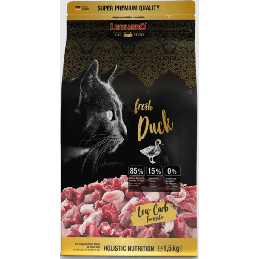 Leonardo 貓糧 無穀物鮮肉貓乾糧 成貓糧 新鮮鴨肉+家禽配方 1.5kg