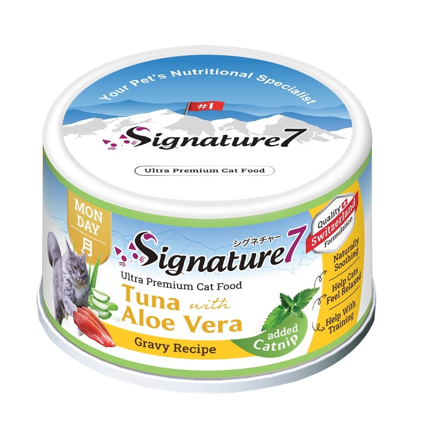 Signature7 貓罐頭 貓薄荷舒壓配方肉湯罐罐 吞拿魚+蘆薈 70g (S7-084680) (星期一)