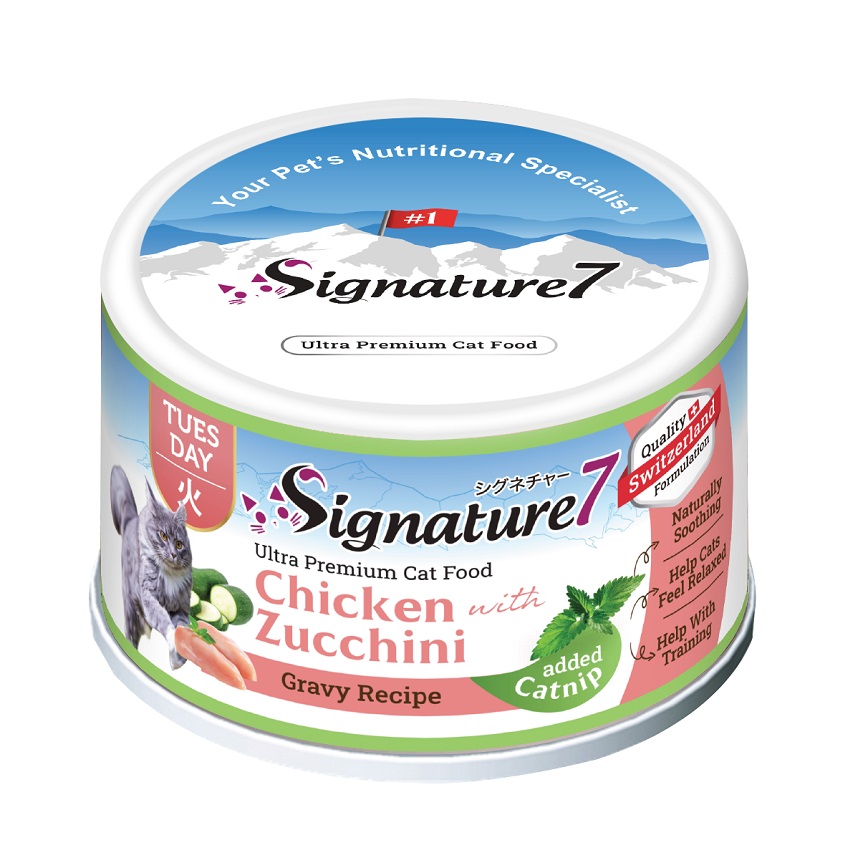 Signature7 貓罐頭 貓薄荷舒壓配方肉湯罐罐 雞肉+櫛瓜 70g (S7-084635) (星期二)