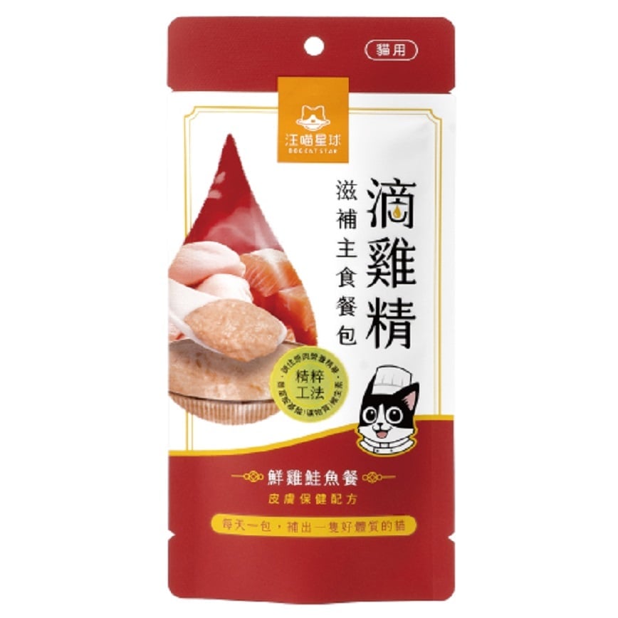 汪喵星球 貓餐包 DogCatStar 滴雞精滋補主食餐包 皮膚保健 鮮雞鮭魚餐 40g (FM289)