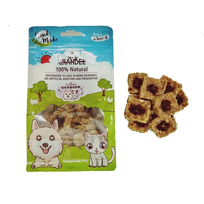 GRANDEE 香港製造 天然風乾小食 紫薯燕麥雞肉 50g (貓犬用)