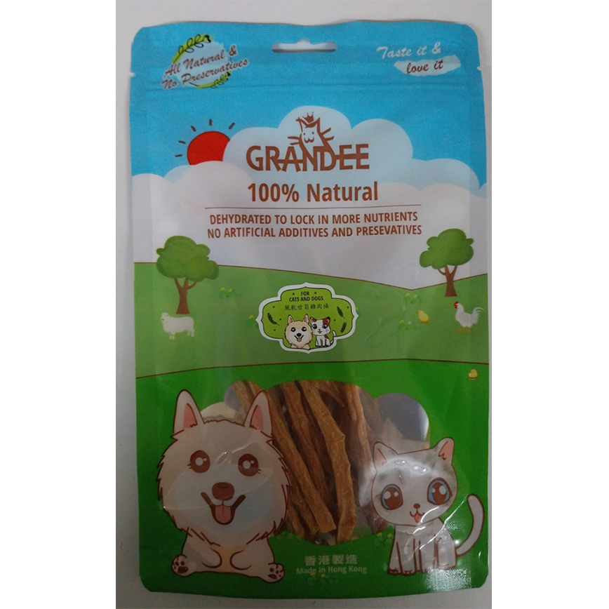 GRANDEE 香港製造 天然風乾小食 甘筍雞肉 50g (貓犬用)