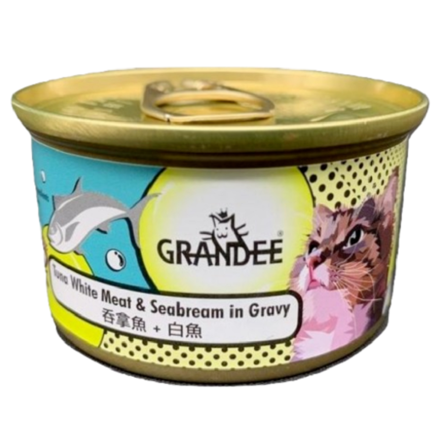 GRANDEE 貓罐頭 吞拿魚+白魚 80g