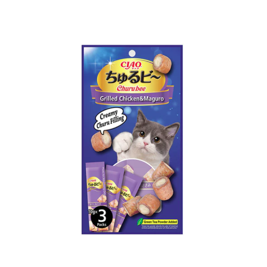 CIAO CIAO Churu Bee Grilled Chicken Maguro Cat Treats 3x10g 10g 正面圖