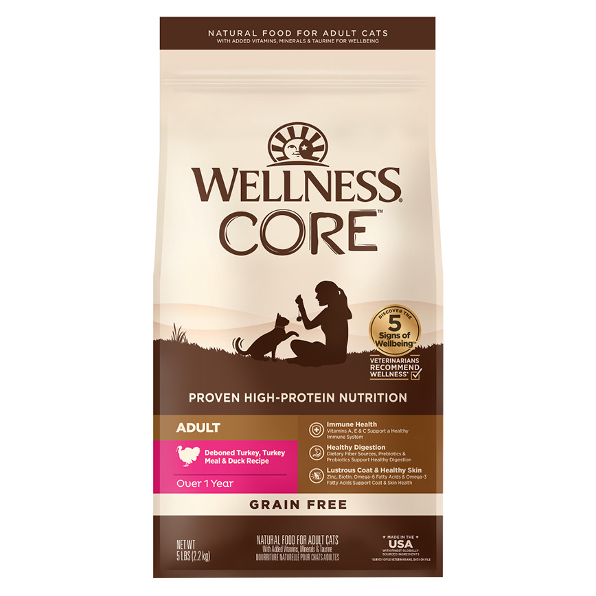 WELLNESS CORE 貓糧 無穀物 成貓配方 火雞拼鴨肉 11lb (桃紅) (8860)