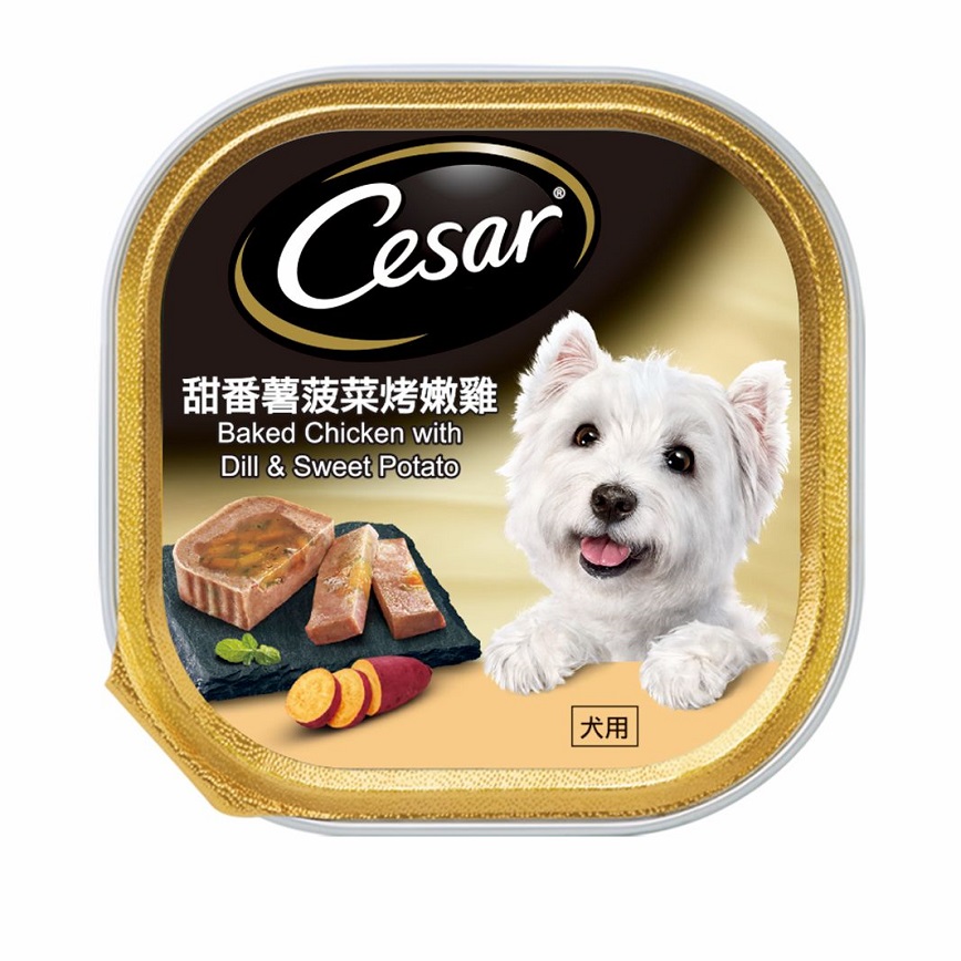 Cesar西莎 鋁罐狗罐頭 星級美饌系列 甜薯菠菜烤雞 100g (10408285)