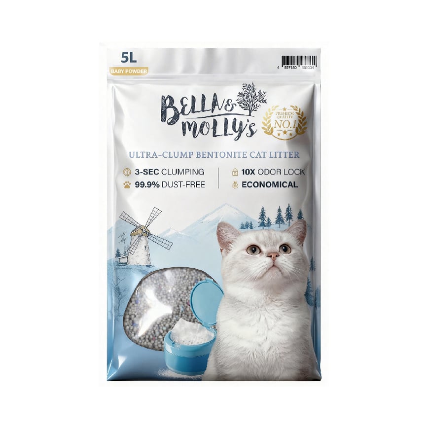 Bella & Molly's貝莉 極速超結團高級礦物貓砂 爽身粉味 5L