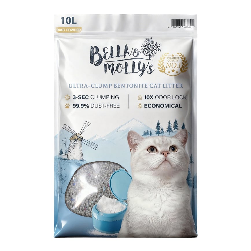 Bella & Molly's貝莉 極速超結團高級礦物貓砂 爽身粉味 10L