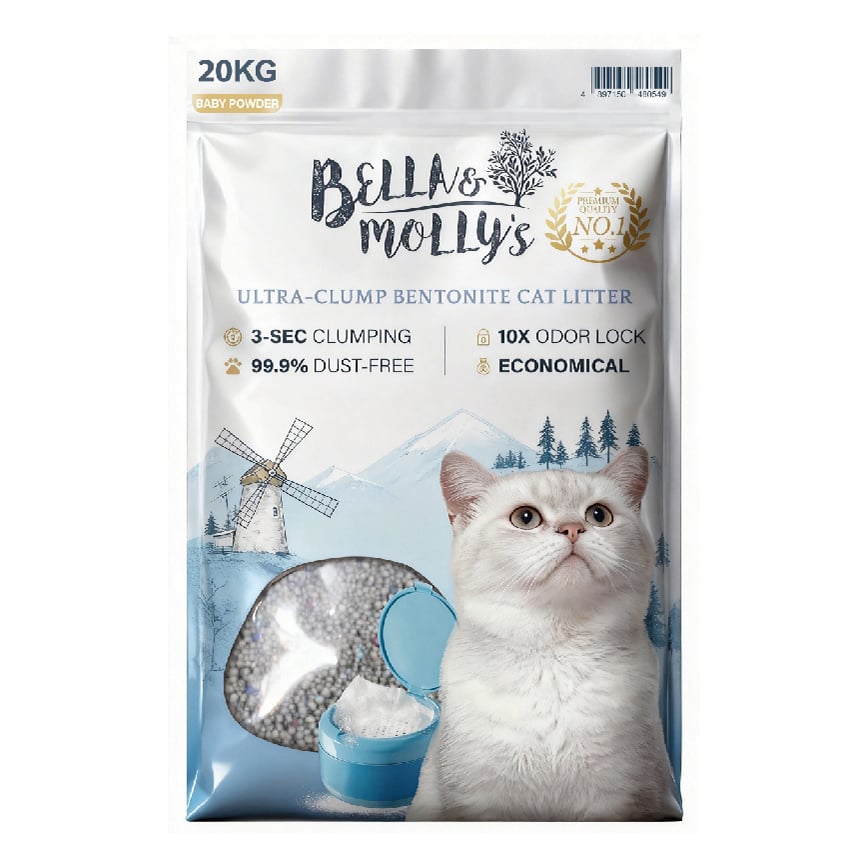 Bella & Molly's貝莉 極速超結團高級礦物貓砂 爽身粉味 20kg