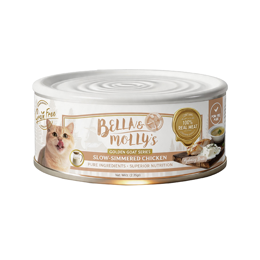 Bella & Molly's貝莉 貓罐頭 無穀物黃金羊奶系列 補水嫩雞湯罐 80g - 限時試食價