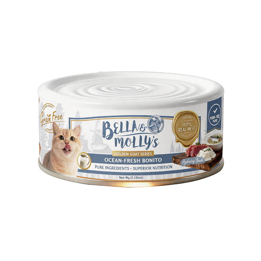 Bella & Molly's貝莉 貓罐頭 無穀物黃金羊奶系列 補水鮮魚湯罐 80g - 限時試食價
