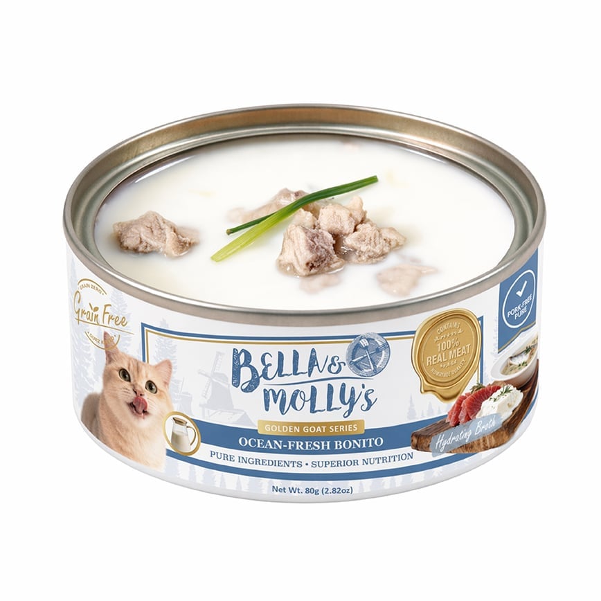 Bella & Molly's貝莉 貓罐頭 無穀物黃金羊奶系列 補水鮮魚湯罐 80g - 限時試食價 圖 2