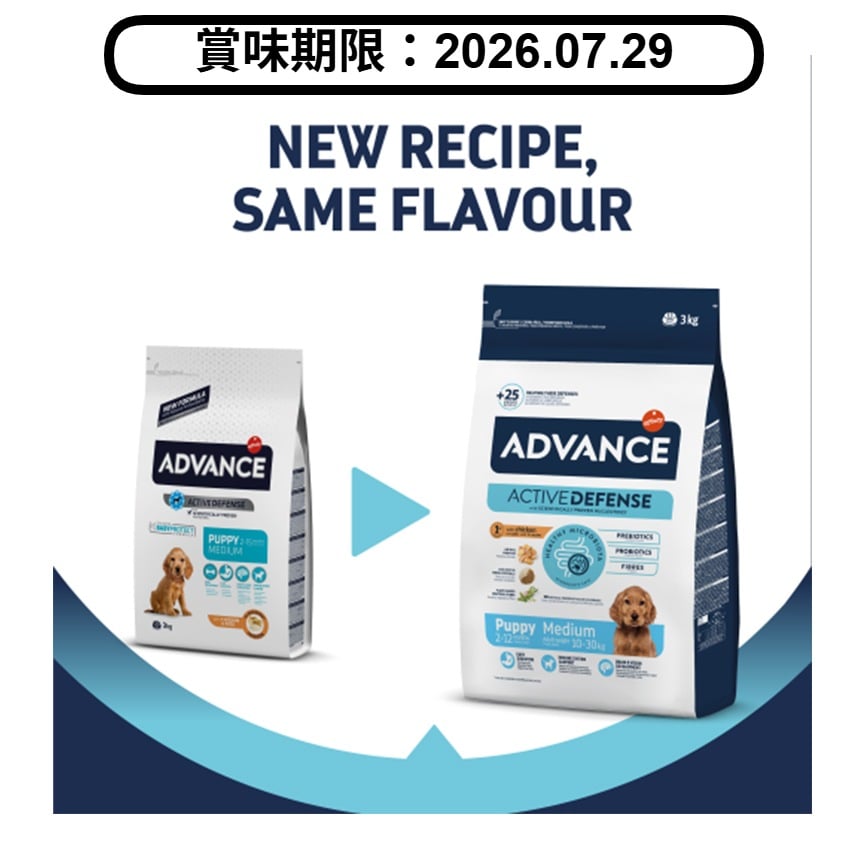 ADVANCE 日常護理 中型幼犬糧 MEDIUM PUPPY PROTECT 3kg (507319) (賞味期限 2026.07.29) 圖 1