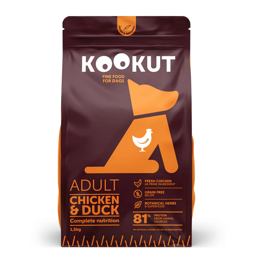 KOOKUT 天然無穀物狗糧 雞肉鴨肉 1.5kg (DFKUFM9515186) 圖 1