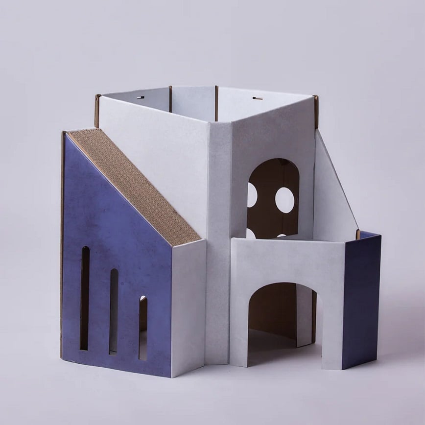 Pettellyava Mini Cat Mansion 摺疊式貓屋 D2 藍色莊園