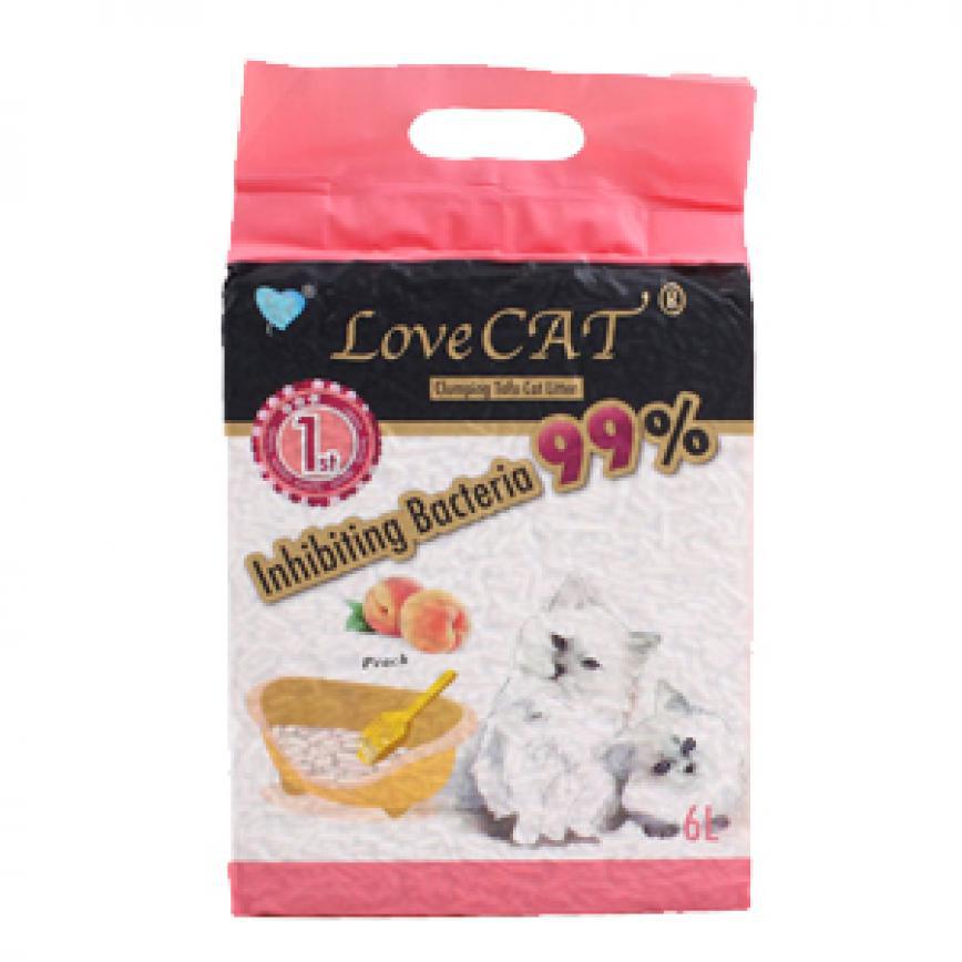LoveCAT 天然健康 豆腐貓砂 水蜜桃味 真空包裝 6L (破損品)