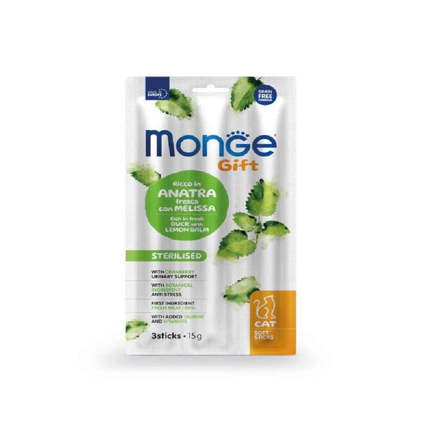 Monge Gift 貓零食 絕育貓補充配方 鴨肉配香蜂草 5g x 3 (MO5281)